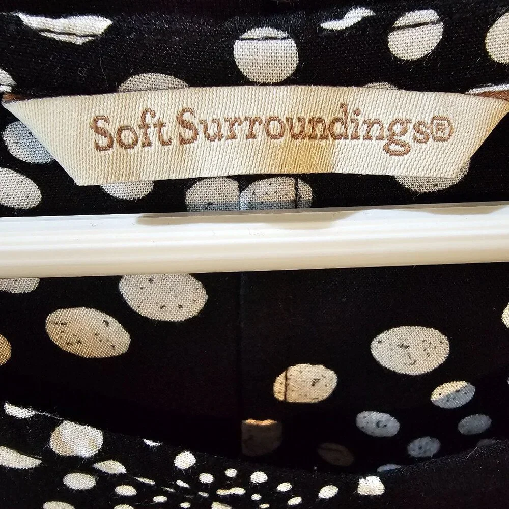 Soft Surroundings Batik Polka Dot Asymmetrical Pockets Tunic Top, Sz L - Picture 8 of 8